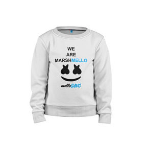 Детский свитшот хлопок с принтом Marshmello (MELLOGANG) в Рязани, 100% хлопок | круглый вырез горловины, эластичные манжеты, пояс и воротник | Тематика изображения на принте: christopher comstock | dj | marshmello | mellogang | music | диджей | клубная музыка | клубняк | крис комсток | логотип | маршмеллоу | музыка