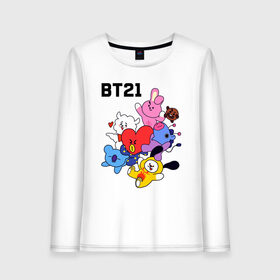 Женский лонгслив хлопок с принтом BT21 Mascots в Рязани, 100% хлопок |  | bangtan boys | bt21mascots | bts | chimmy | cooky | koya | mang | rj | shooky | tata | van