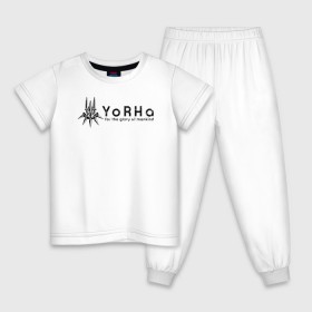 Детская пижама хлопок с принтом YoRHa Logo в Рязани, 100% хлопок |  брюки и футболка прямого кроя, без карманов, на брюках мягкая резинка на поясе и по низу штанин
 | Тематика изображения на принте: nier automata | nier automata logo | yorha