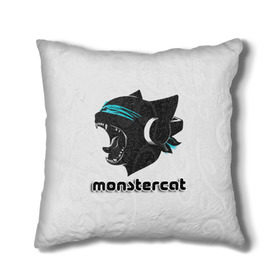 Подушка 3D с принтом Monstercat в Рязани, наволочка – 100% полиэстер, наполнитель – холлофайбер (легкий наполнитель, не вызывает аллергию). | состоит из подушки и наволочки. Наволочка на молнии, легко снимается для стирки | monstercat | клуб | клубная музыка | кот | котенок | кошка | лейбл | монстар | монстар кет | монстер | музыка | танцевальная музыка | электронная | электронная музыка