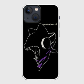 Чехол для iPhone 13 mini с принтом Monstercat в Рязани,  |  | monstercat | клуб | клубная музыка | кот | котенок | кошка | лейбл | монстар | монстар кет | монстер | музыка | танцевальная музыка | электронная | электронная музыка