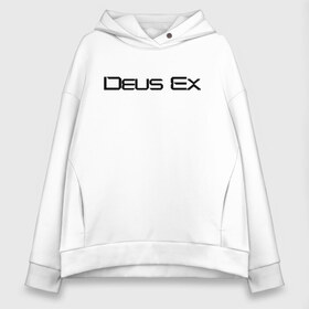 Женское худи Oversize хлопок с принтом DEUS EX в Рязани, френч-терри — 70% хлопок, 30% полиэстер. Мягкий теплый начес внутри —100% хлопок | боковые карманы, эластичные манжеты и нижняя кромка, капюшон на магнитной кнопке | cyberpunk | deus ex | future | game | будущ | игра | киберпанк