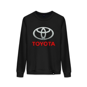 Женский свитшот хлопок с принтом TOYOTA в Рязани, 100% хлопок | прямой крой, круглый вырез, на манжетах и по низу широкая трикотажная резинка  | auto | sport | toyota | авто | автомобиль | автомобильные | бренд | марка | машины | спорт | тойота