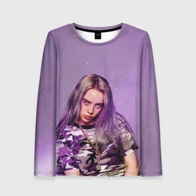 Женский лонгслив 3D с принтом Billie Eilish в Рязани, 100% полиэстер | длинные рукава, круглый вырез горловины, полуприлегающий силуэт | billie eilish | lovely | music | ocean eyes | pop | билли айлиш | девушка | музыка | океан | поп | эйлиш | элиш