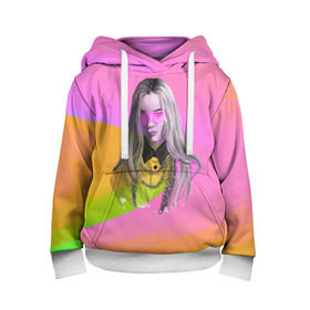 Детская толстовка 3D с принтом Billie Eilish в Рязани, 100% полиэстер | двухслойный капюшон со шнурком для регулировки, мягкие манжеты на рукавах и по низу толстовки, спереди карман-кенгуру с мягким внутренним слоем | Тематика изображения на принте: billie eilish | lovely | music | ocean eyes | pop | билли айлиш | девушка | музыка | океан | поп | эйлиш | элиш