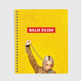 Тетрадь с принтом Billie Eilish в Рязани, 100% бумага | 48 листов, плотность листов — 60 г/м2, плотность картонной обложки — 250 г/м2. Листы скреплены сбоку удобной пружинной спиралью. Уголки страниц и обложки скругленные. Цвет линий — светло-серый
 | billie eilish | lovely | music | ocean eyes | pop | билли айлиш | девушка | музыка | океан | поп | эйлиш | элиш