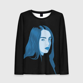 Женский лонгслив 3D с принтом Billie Eilish в Рязани, 100% полиэстер | длинные рукава, круглый вырез горловины, полуприлегающий силуэт | billie eilish | lovely | music | ocean eyes | pop | билли айлиш | девушка | музыка | океан | поп | эйлиш | элиш