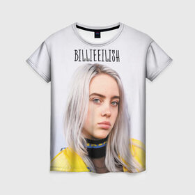 Женская футболка 3D с принтом BillieEilish в Рязани, 100% полиэфир ( синтетическое хлопкоподобное полотно) | прямой крой, круглый вырез горловины, длина до линии бедер | billie eilish | lovely | music | ocean eyes | pop | билли айлиш | девушка | музыка | океан | поп | эйлиш | элиш