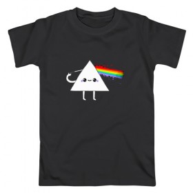 Мужская футболка хлопок с принтом Kawaii Pink Floyd в Рязани, 100% хлопок | прямой крой, круглый вырез горловины, длина до линии бедер, слегка спущенное плечо. | Тематика изображения на принте: anime | аниме | выстрел | лапочка | логотип | луч | милый | мимими | музыка | пистолет | прелесть | призма | радуга | рок | свет | треугольник