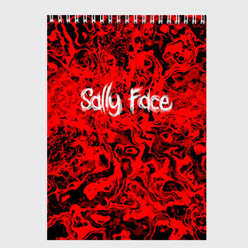 Скетчбук с принтом Sally Face Bloody в Рязани, 100% бумага
 | 48 листов, плотность листов — 100 г/м2, плотность картонной обложки — 250 г/м2. Листы скреплены сверху удобной пружинной спиралью | cтикер | game | larry | mask | new | sally face | sf | ангел | без маски | гизмо | девид | девочка | игра | казнь | компьютер | кровь | лари | ларри | лицемер | логотип | мальчик | маска | молнии | мрачная | на лице | надпись