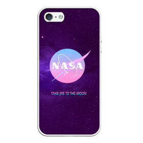 Чехол для iPhone 5/5S матовый с принтом NASA Take me to the Moon в Рязани, Силикон | Область печати: задняя сторона чехла, без боковых панелей | administration | aeronautics | brand | logo | nasa | national | oldschool | space | usa | исследование | космос | лого | наса | национальное | олдскул | сша | управление