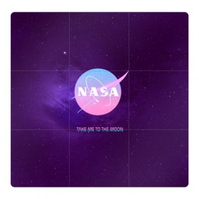 Магнитный плакат 3Х3 с принтом NASA. Take me to the Moon в Рязани, Полимерный материал с магнитным слоем | 9 деталей размером 9*9 см | administration | aeronautics | brand | logo | nasa | national | oldschool | space | usa | исследование | космос | лого | наса | национальное | олдскул | сша | управление