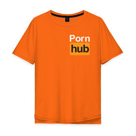 Мужская футболка хлопок Oversize с принтом Pornhub (логотип с боку) в Рязани, 100% хлопок | свободный крой, круглый ворот, “спинка” длиннее передней части | brazzers | видео | любовь | хаб | чувства