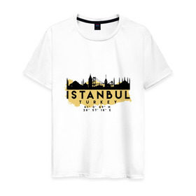 Мужская футболка хлопок с принтом Стамбул - Турция в Рязани, 100% хлопок | прямой крой, круглый вырез горловины, длина до линии бедер, слегка спущенное плечо. | adventure | city | travel | turkey | world | город | государство | европа | жизнь | карта | культура | люди | мир | народ | памятни | партиот | планета | приключение | путешествие | спорт | ссср | стамбул | столица | страна