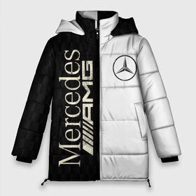 Женская зимняя куртка 3D с принтом Mercedes в Рязани, верх — 100% полиэстер; подкладка — 100% полиэстер; утеплитель — 100% полиэстер | длина ниже бедра, силуэт Оверсайз. Есть воротник-стойка, отстегивающийся капюшон и ветрозащитная планка. 

Боковые карманы с листочкой на кнопках и внутренний карман на молнии | amg | mercedes | авто | автомобиль | иномарка | логотип | машина | мерседес | текстура