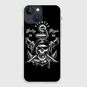 Чехол для iPhone 13 mini с принтом Pirates в Рязани,  |  | b | pirates | robbers | sea | skull | бандана | веселый | графика | иллюстрация | канат | картинка | кости | логотип | мода | морские | надпись | оружие | пираты | платок | разбойники | рисунок | роджер | сабли | стиль