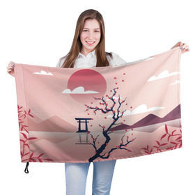 Флаг 3D с принтом Японский мотив в Рязани, 100% полиэстер | плотность ткани — 95 г/м2, размер — 67 х 109 см. Принт наносится с одной стороны | 23 | 8 | азия | вип | вишня | горы | дерево | дизайн | мода | небо | новинка | новый год | подарок | сакура | солнце | стритвир | топ | тренд | цветок | япония