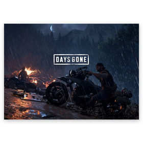 Поздравительная открытка с принтом Days Gone в Рязани, 100% бумага | плотность бумаги 280 г/м2, матовая, на обратной стороне линовка и место для марки
 | 2019 | days gone | game | poster | ps4 | zombie | жизнь после | зомби | игра