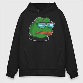 Мужское худи Oversize хлопок с принтом Pepe в Рязани, френч-терри — 70% хлопок, 30% полиэстер. Мягкий теплый начес внутри —100% хлопок | боковые карманы, эластичные манжеты и нижняя кромка, капюшон на магнитной кнопке | Тематика изображения на принте: bad | dab | frog | good | kek | make pepe great again | pepe | sad | sad frog | vote for pepe | кек | лягушка | мем | мемы | пепе | со смыслом | фрог