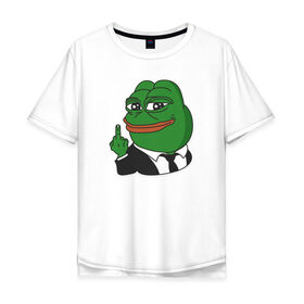 Мужская футболка хлопок Oversize с принтом Pepe в Рязани, 100% хлопок | свободный крой, круглый ворот, “спинка” длиннее передней части | Тематика изображения на принте: bad | dab | frog | good | kek | make pepe great again | pepe | sad | sad frog | vote for pepe | кек | лягушка | мем | мемы | пепе | со смыслом | фрог
