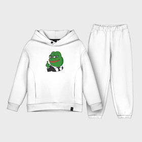 Детский костюм хлопок Oversize с принтом Pepe в Рязани,  |  | bad | dab | frog | good | kek | make pepe great again | pepe | sad | sad frog | vote for pepe | кек | лягушка | мем | мемы | пепе | со смыслом | фрог