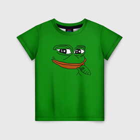 Детская футболка 3D с принтом Pepe в Рязани, 100% гипоаллергенный полиэфир | прямой крой, круглый вырез горловины, длина до линии бедер, чуть спущенное плечо, ткань немного тянется | bad | dab | frog | good | kek | make pepe great again | pepe | sad | sad frog | vote for pepe | кек | лягушка | мем | мемы | пепе | со смыслом | фрог