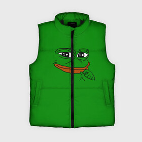 Женский жилет утепленный 3D с принтом Pepe в Рязани,  |  | bad | dab | frog | good | kek | make pepe great again | pepe | sad | sad frog | vote for pepe | кек | лягушка | мем | мемы | пепе | со смыслом | фрог