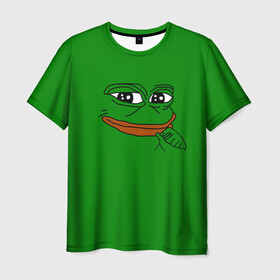 Мужская футболка 3D с принтом Pepe в Рязани, 100% полиэфир | прямой крой, круглый вырез горловины, длина до линии бедер | Тематика изображения на принте: bad | dab | frog | good | kek | make pepe great again | pepe | sad | sad frog | vote for pepe | кек | лягушка | мем | мемы | пепе | со смыслом | фрог