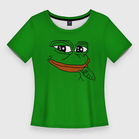 Женская футболка 3D Slim с принтом Pepe в Рязани,  |  | bad | dab | frog | good | kek | make pepe great again | pepe | sad | sad frog | vote for pepe | кек | лягушка | мем | мемы | пепе | со смыслом | фрог