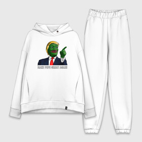 Женский костюм хлопок Oversize с принтом Great Pepe в Рязани,  |  | bad | dab | frog | good | kek | make pepe great again | pepe | sad | sad frog | vote for pepe | кек | лягушка | мем | мемы | пепе | со смыслом | фрог