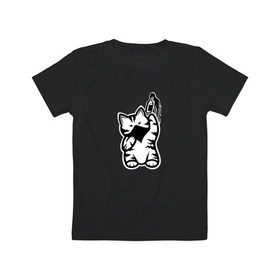 Детская футболка хлопок с принтом Anarchist Cat Molotov Cocktail в Рязани, 100% хлопок | круглый вырез горловины, полуприлегающий силуэт, длина до линии бедер | banksy | анархист | анархия | бутылка | бэнкси | граффити | киса | киска | коктейль молотова | кот | котейка | котенок | котик | котэ | котя | кошка