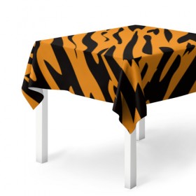 Скатерть 3D с принтом Тигр в Рязани, 100% полиэстер (ткань не мнется и не растягивается) | Размер: 150*150 см | Тематика изображения на принте: животное | зверь | кардашьян | ким | кот | лев | оранжевый | полосы | рыжий | тигр | черный