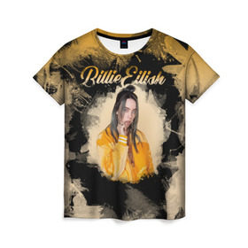 Женская футболка 3D с принтом Billie Eilish Акварель в Рязани, 100% полиэфир ( синтетическое хлопкоподобное полотно) | прямой крой, круглый вырез горловины, длина до линии бедер | billie eilish | billie eilish bury