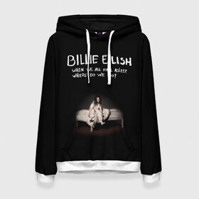 Женская толстовка 3D с принтом Billie Eilish в Рязани, 100% полиэстер  | двухслойный капюшон со шнурком для регулировки, мягкие манжеты на рукавах и по низу толстовки, спереди карман-кенгуру с мягким внутренним слоем. | ailish | billi | billie eilish | bury a friend | copycat | crown | dont smile at me | lovely | music | my boy | party favor | pop | били | билли айлиш | музыка | певица | поп | эйлиш