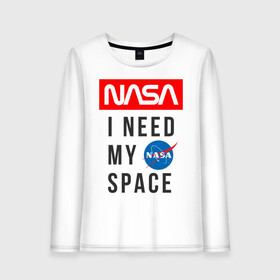 Женский лонгслив хлопок с принтом Nasa i need my space в Рязани, 100% хлопок |  | i need my space | nasa