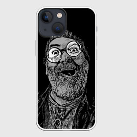 Чехол для iPhone 13 mini с принтом Старый хипстер в Рязани,  |  | beard | curve | hat | hipster | man | mou | mustache | old | open | round | sports | бешеный | борода | взгляд | графика | дикий | иллюстрация | картинка | кривой | круглые | мода | мужчина | открытый | очки | рисунок | рот | спортивная