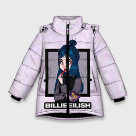 Зимняя куртка для девочек 3D с принтом Billie Eilish в Рязани, ткань верха — 100% полиэстер; подклад — 100% полиэстер, утеплитель — 100% полиэстер. | длина ниже бедра, удлиненная спинка, воротник стойка и отстегивающийся капюшон. Есть боковые карманы с листочкой на кнопках, утяжки по низу изделия и внутренний карман на молнии. 

Предусмотрены светоотражающий принт на спинке, радужный светоотражающий элемент на пуллере молнии и на резинке для утяжки. | at | billie | don’t | eilish | electronic | eyes | me | music | ocean | pirate | smile | synthpop | usa | айлиш | билли | музыка | пайрэт | синти поп | сша | электронная | электропоп