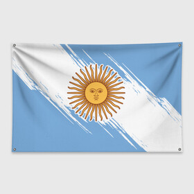 Флаг-баннер с принтом Аргентина в Рязани, 100% полиэстер | размер 67 х 109 см, плотность ткани — 95 г/м2; по краям флага есть четыре люверса для крепления | argentina | аргентина | аргентинская сборная | сборная | сборная аргентины | сборная аргентины по футболу | сборные | форма | футбол | футбольные сборные | чемпионат | чемпионат мира