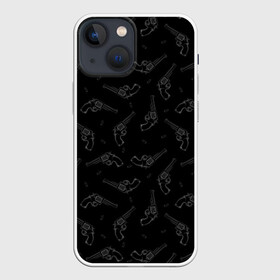 Чехол для iPhone 13 mini с принтом Револьверы в Рязани,  |  | background | black | cart | cowboy | criminal | drawing | fashion | firearms | graphics | illustration | picture | revolvers | style | thug | weapons | бандит | графика | иллюстрация | картинка | ковбой | мода | огнестрельное | оружие | патроны | пистолет