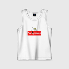 Детская майка хлопок с принтом Snoopreme в Рязани,  |  | Тематика изображения на принте: snoopy | supreme | бигль | комиксы | мода | мульт | надпись | пес | птенец | птица | снупи | собака | суприм | тренд | щенок