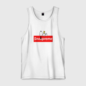 Мужская майка хлопок с принтом Snoopreme в Рязани, 100% хлопок |  | snoopy | supreme | бигль | комиксы | мода | мульт | надпись | пес | птенец | птица | снупи | собака | суприм | тренд | щенок