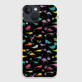 Чехол для iPhone 13 mini с принтом Светящиеся динозавры в Рязани,  |  | Тематика изображения на принте: динозавр | дракон | текстура | чешуя