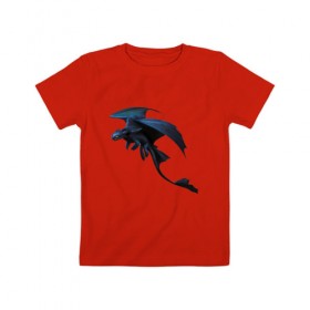 Детская футболка хлопок с принтом ночная фурия в Рязани, 100% хлопок | круглый вырез горловины, полуприлегающий силуэт, длина до линии бедер | how to train your dragon | night fury | беззубик | дракон | как приручить дракона | ночная фурия