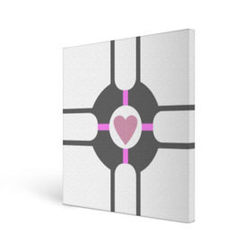 Холст квадратный с принтом Куб Компаньон в Рязани, 100% ПВХ |  | companion | companion cube | cube | portal | portal 2 | source | steam | valve | белый | куб | полосы | портал | портал 2 | розовый | серый