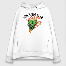 Женское худи Oversize хлопок с принтом Punks not dead в Рязани, френч-терри — 70% хлопок, 30% полиэстер. Мягкий теплый начес внутри —100% хлопок | боковые карманы, эластичные манжеты и нижняя кромка, капюшон на магнитной кнопке | beard | cool | creative | death | design | eyes | fire | flame | green | hype | music | punk | skull | vanguard | авангард | борода | глаза | дизайн | зеленый | креатив | круто | музыка | огонь | панк | пламя | хайп | череп