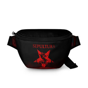 Поясная сумка 3D с принтом Sepultura в Рязани, 100% полиэстер | плотная ткань, ремень с регулируемой длиной, внутри несколько карманов для мелочей, основное отделение и карман с обратной стороны сумки застегиваются на молнию | sepultura | грув метал | группы | дэт метал | метал | музыка | рок | трэш метал