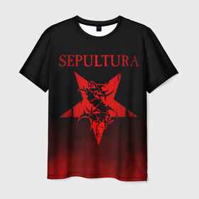 Мужская футболка 3D с принтом Sepultura в Рязани, 100% полиэфир | прямой крой, круглый вырез горловины, длина до линии бедер | sepultura | грув метал | группы | дэт метал | метал | музыка | рок | трэш метал