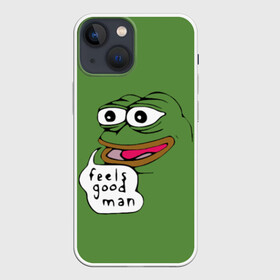 Чехол для iPhone 13 mini с принтом Feels Good Man в Рязани,  |  | pepe | pepe frog | зеленая лягушка | лягушка | пепе