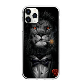 Чехол для iPhone 11 Pro матовый с принтом Лев в смокинге в Рязани, Силикон |  | бабочка | грива | грозный | лев | роза | серьезный | хищник | царь | церь зверей