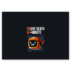 Поздравительная открытка с принтом Love, Death & Robots в Рязани, 100% бумага | плотность бумаги 280 г/м2, матовая, на обратной стороне линовка и место для марки
 | Тематика изображения на принте: cartoon | death | fantasy | heavy | horror | metal | miller | netflix | robots | tim | witness | любовь | миллер | мультфильм | робот | роботы | тим | ужасы | фэнтези